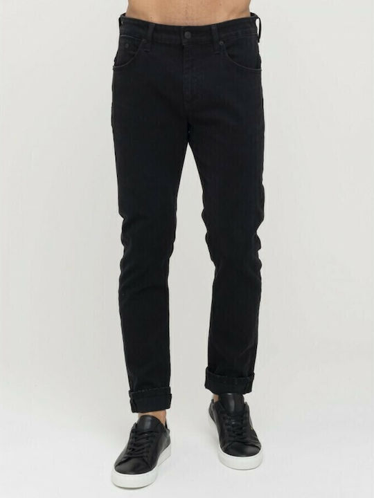 Flexy Men's Jeans Pants Cropped with Skinny Fit Black