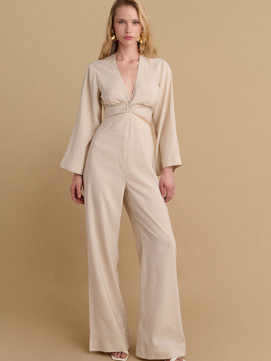 Damen Einteiler Anzug Beige