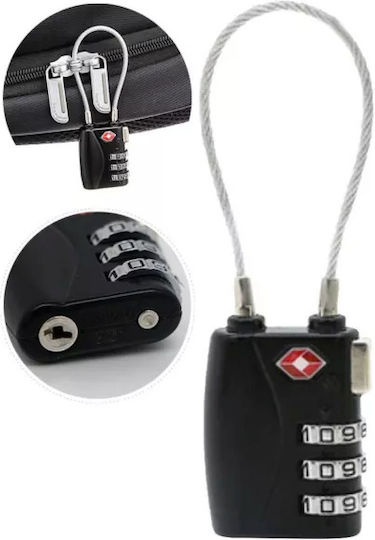 Ch Padlock with Cable Combination 30mm Black 1pcs
