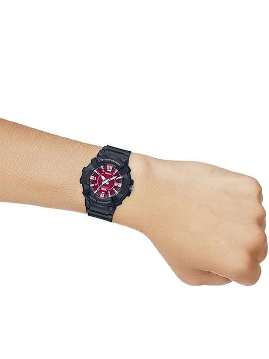 Casio Ανδρικό Ρολόι 49mm Μπαταρίας με Μαύρο Καουτσούκ Λουράκι