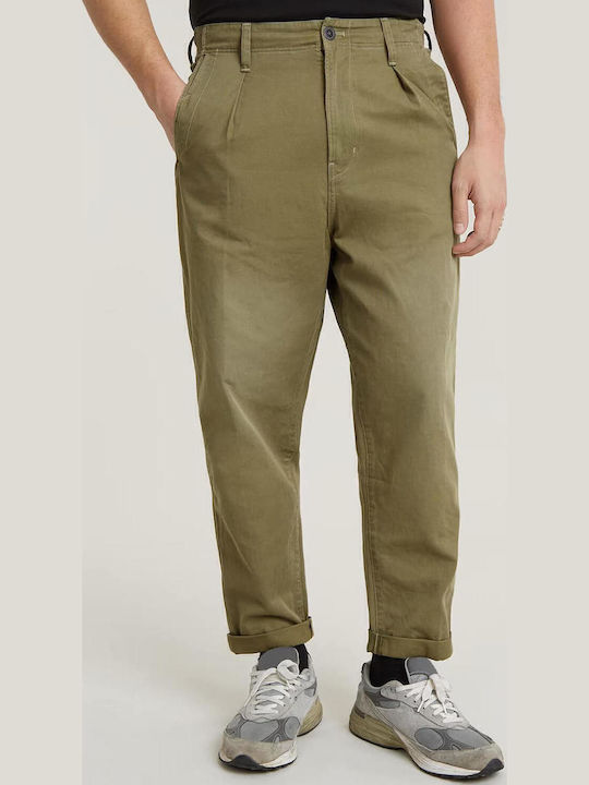 Pleated Панталон Чино с Relaxed Кройка Smoke Olive