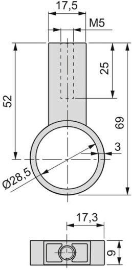 Ceiling Support Central Emuca 7919752 Round Titanium Wardrobe Tube 223-7919752tit