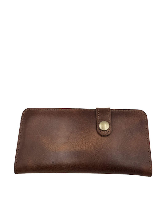 Groß Leder Damen Geldbörse Klassisch Tabac Braun