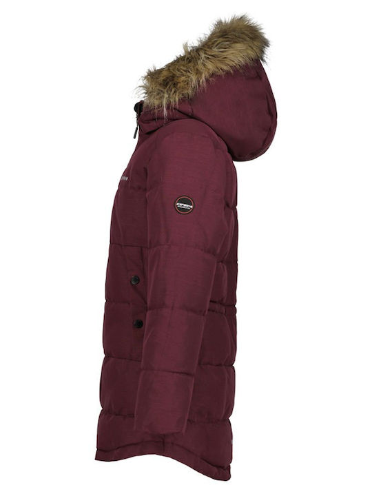 Kids Casual Long Coat with Burgundy Hood