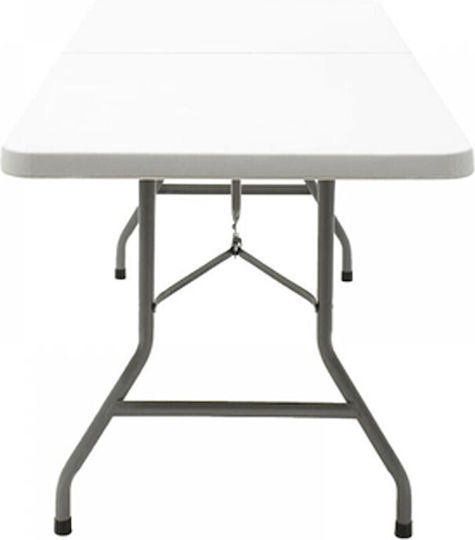 Plastic Catering Outdoor Foldable Table with Metal Frame White 120x60x74cm