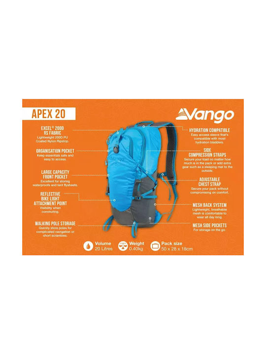 Vango Ορειβατικό Σακίδιο 20lt Αδιάβροχο Μπλε Daypack