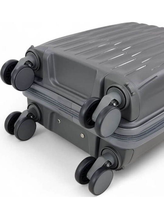 Playful Bags Cabin Travel Suitcase Hard Gray with 4 Wheels Height 40cm