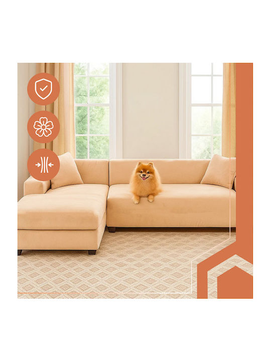 Ruhhy Waterproof Elastic Cover for Corner Sofa Beige 45x45cm 1pcs
