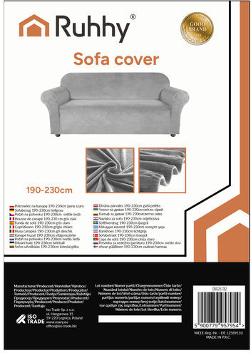 Ruhhy Waterproof Elastic Cover for Corner Sofa Gray 45x45cm 1pcs