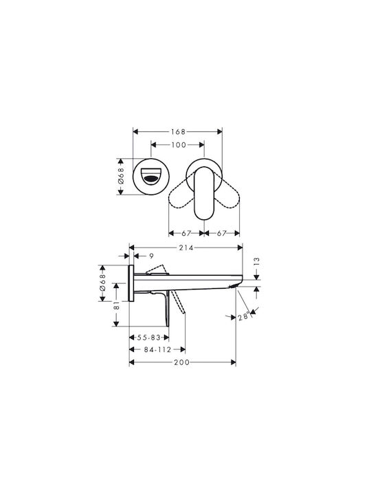 Hansgrohe Σετ Μίκτης & Στόμιο Εντοιχισμού για Νιπτήρα Μαύρο