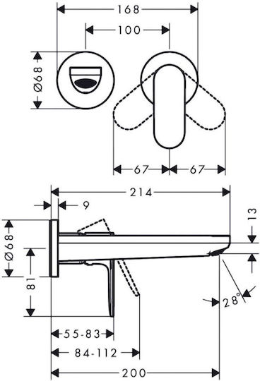 Hansgrohe Set Mixer & Gură Îngropată pentru Lavabo Negru