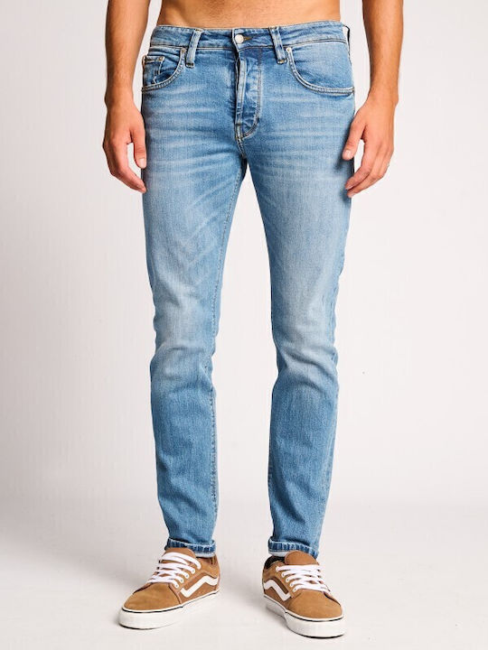 Simon Pantaloni Jeans pentru Bărbați Elastic cu Croială Slim Straight Blue