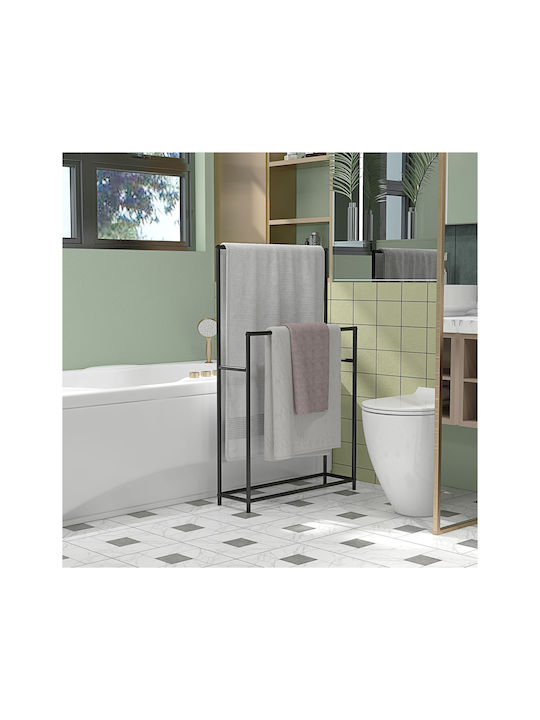 HomCom Double Wall-Mounted Bathroom Rail ​66x20cm Black