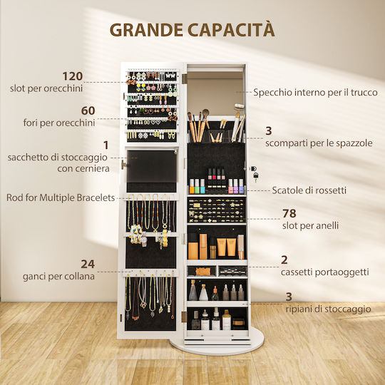 HomCom Καθρέπτης με Λευκό Ξύλινο Πλαίσιο 161x55cm