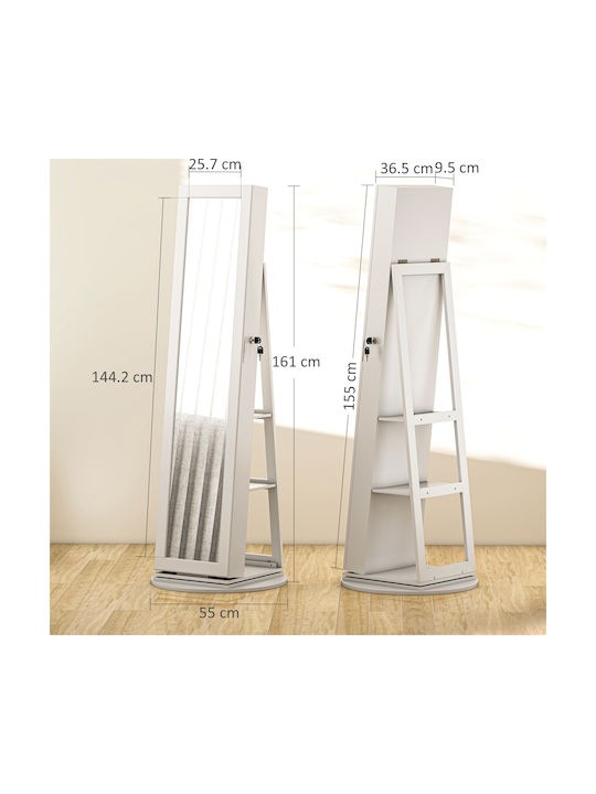 HomCom Καθρέπτης με Λευκό Ξύλινο Πλαίσιο 161x55cm