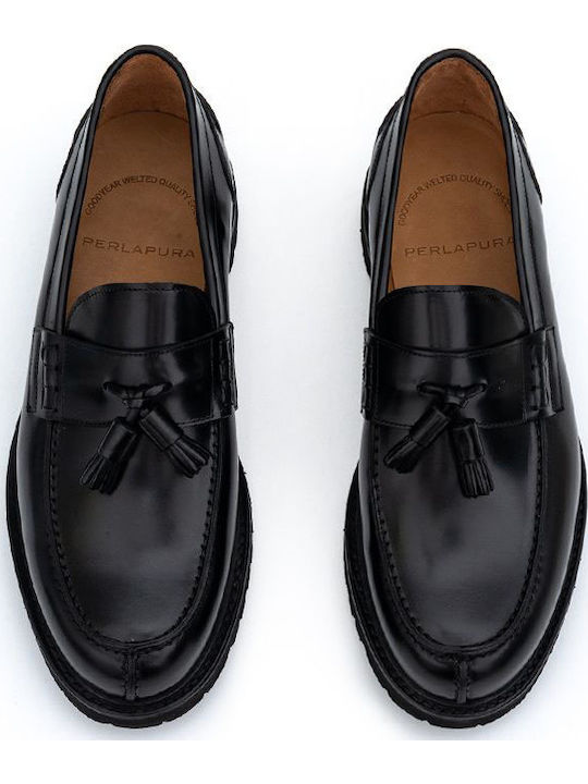 Leder Herren Mokassins in Schwarz Farbe