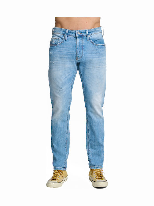 Simon Men's Elastic Jeans Pants with Slim Fit Blue