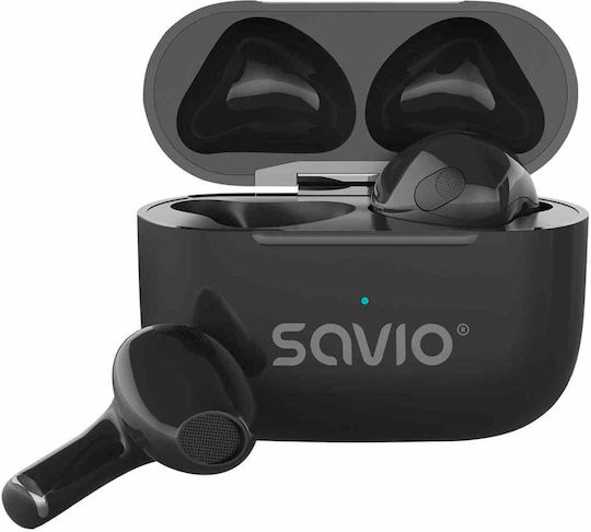 Savio TWS-02 PRO In-ear Bluetooth Handsfree Ακουστικά με Θήκη Φόρτισης Μαύρα