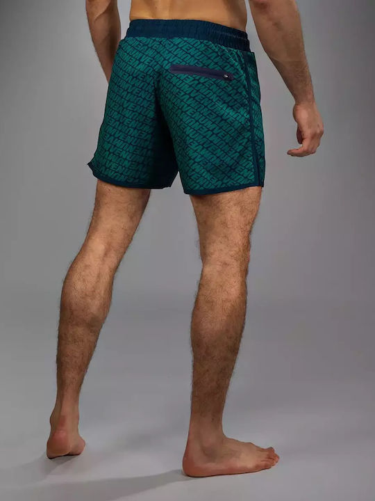 Men's Swimwear Shorts Deep Ocean Blue Emerald Green With Patterns