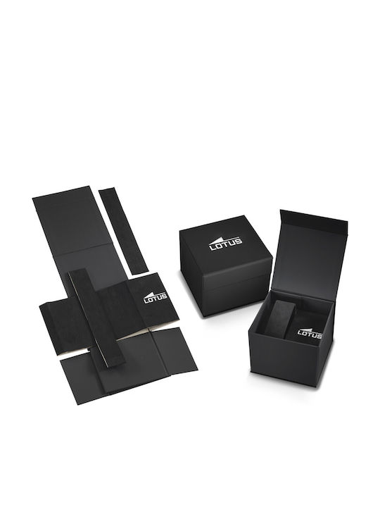 Lotus Watches Ανδρικό Ρολόι Χρονογράφος Μπαταρίας με Ασημί Μεταλλικό Μπρασελέ