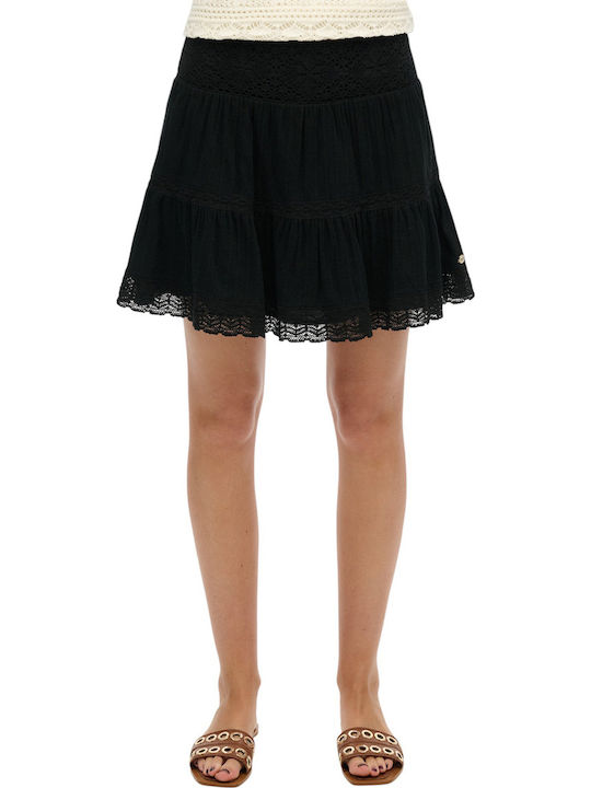 D2 Ovin Ibiza Lace Mix Mini Skirt Mini Skirt Black