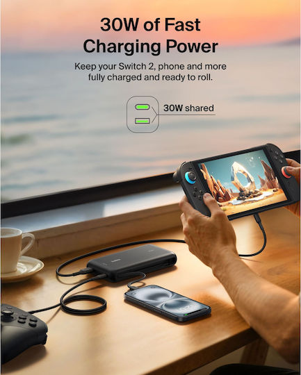 Belkin 20K (30W) for Nintendo Switch 2 Power Bank 20000mAh 30W με Θύρα USB-A και Θύρα USB-C Power Delivery Μαύρο