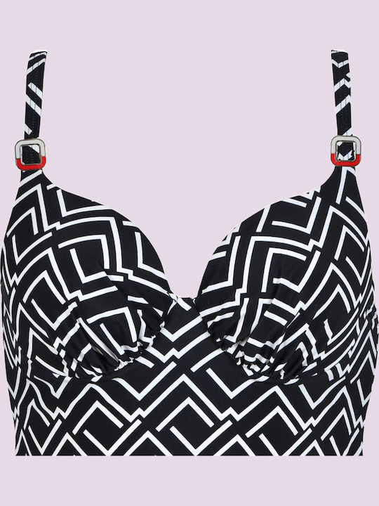 Naturana Women's Black Tankini Swimsuit Patterns Adjustable Straps 77053 Black Beachwear Swimsuit