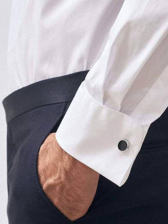 Xacus Πουκαμισο Λευκο Κρυφη Πατιλετα Διπλη Μανσετα 100%βαμβακι Κανονικη Γραμμη 554310-11942.001