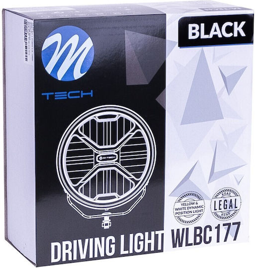 M-tech Round Driving Light Black Series LED 12-48V 80W 5,700K 11,000lm 220mm Mtech 1 Piece Wlbc177/mt