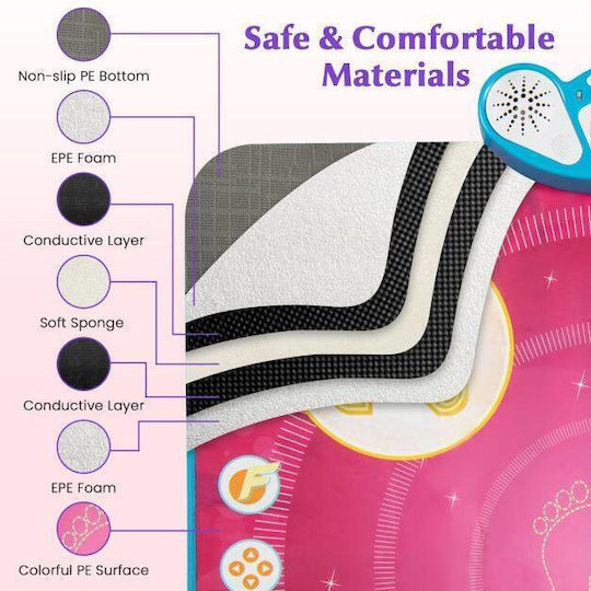 Costway Pink Kids Dance Mat Led Lights Music Memory Tm10156