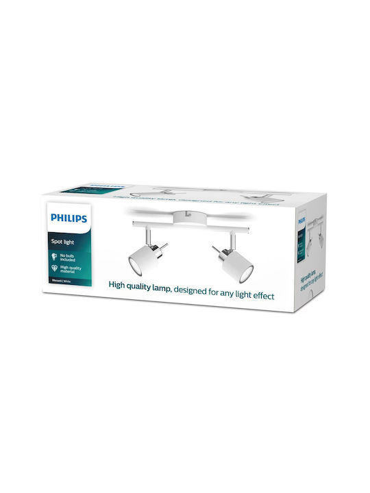 Philips Meranti Διπλό Σποτ με Ντουί GU10 σε Λευκό Χρώμα