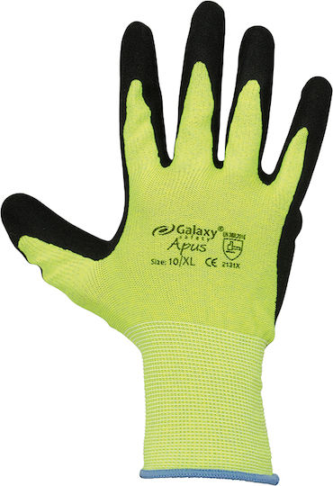 Galaxy Apus Arbeitshandschuhe Gelb Latex/Polyester 1Stück