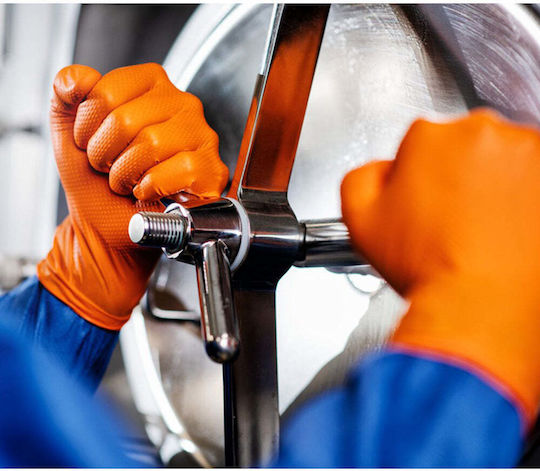 AMiO Gloves for Work Disposable Orange Nitrile 50pcs