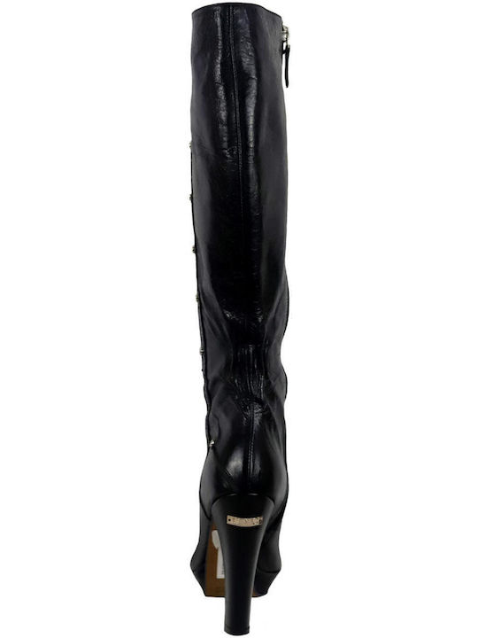 Leder Damenstiefel Schwarz