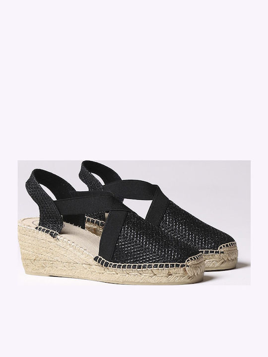 Women's Fabric Platform Espadrilles Black