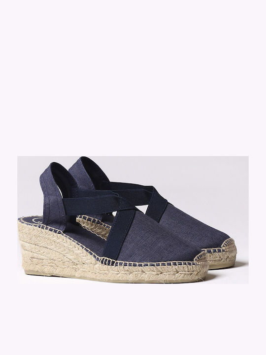 Women's Fabric Platform Espadrilles Navy Blue