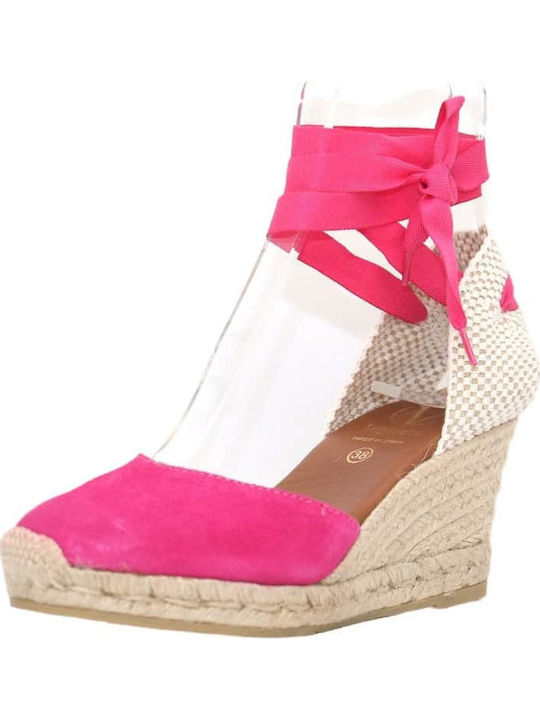 Women's Suede Platform Espadrilles Fuchsia