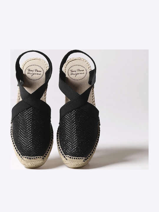 Women's Fabric Platform Espadrilles Black