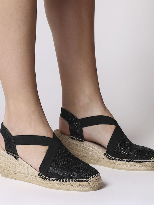 Women's Fabric Platform Espadrilles Black