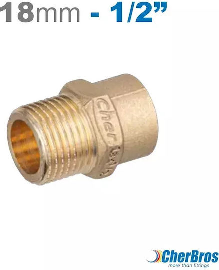 Cherbros Male Pneumatic Fitting Brass 1/2" 18mm 0910180417