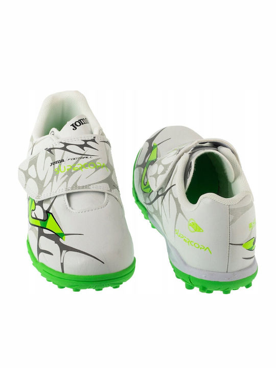 Kids Soccer Cleats Shoes Super Copa Jr with Turf Without Laces White