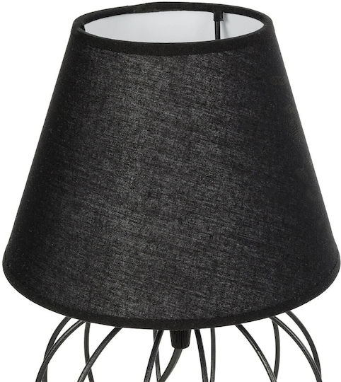 GloboStar Metal Table Lamp for Socket E27 with Black Shade and Base