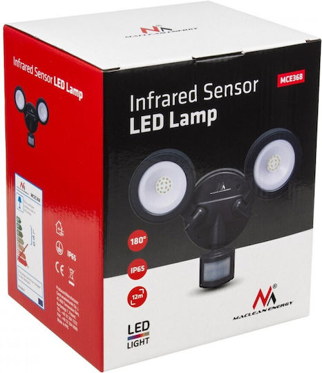 Maclean Energy Водоустойчив LED Прожектор 20W Неутрално Бяло 4000K с Motion Sensor IP65