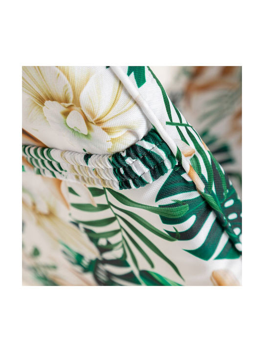 Garden Chair Cushion with Backrest White Flowers