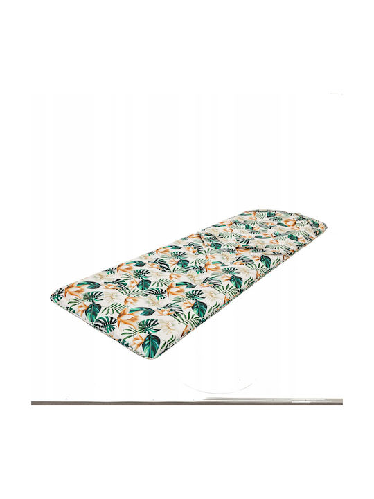 Garden Chair Cushion with Backrest White Flowers