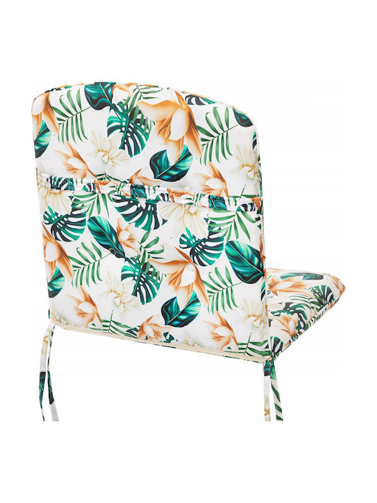 Garden Chair Cushion with Backrest White Flowers