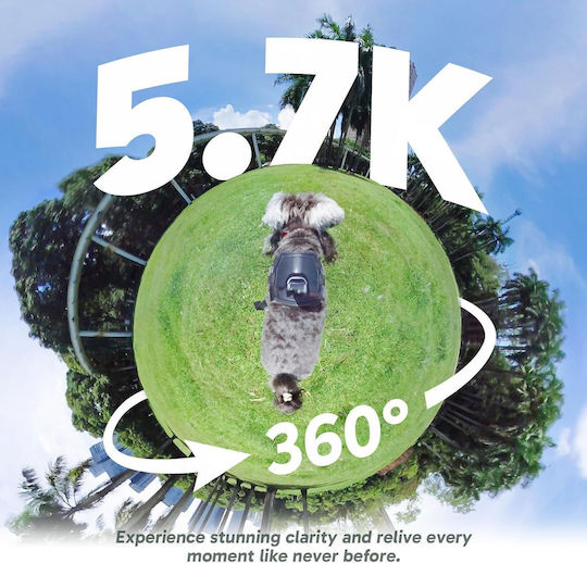 Akaso 360 Action Camera 5K 360° Capture Creator Combo with Touch Screen 2.29" and Wi-Fi Black