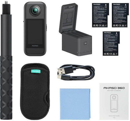 Akaso 360 Action Camera 5K 360° Capture Creator Combo with Touch Screen 2.29" and Wi-Fi Black