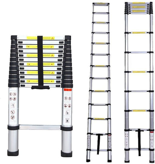 Inox Kiss Telescopic Ladder Aluminum 13 of Steps with Maximum Height 4.1m