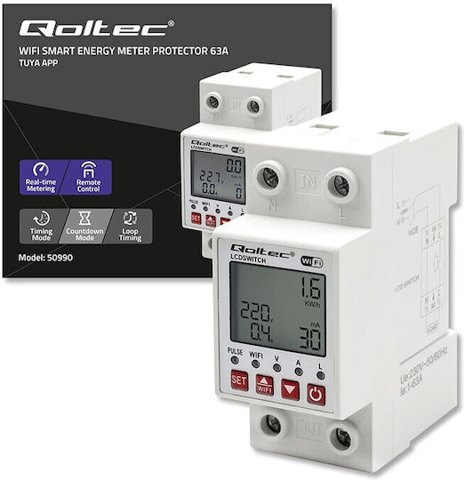 Qoltec Διακόπτης Ράγας WiFi 63A